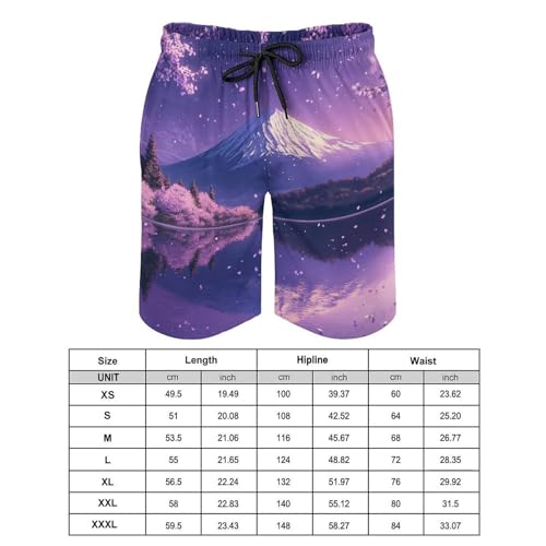 Japan Mount Fuji Cherry Men's Swim Trunks Quick Dry Board Shorts Hawaiian Beach Shorts With Pocket2