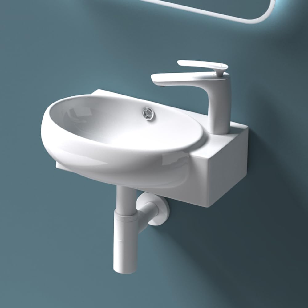 Db Durovin Bathrooms Glossy White Durovin Bathrooms Ceramic Basin - Wall Hung Or Counter Top Mount Sink - Single Corner Tap Hole With Overflow - 420 X 280 X 150Mm (Wxdxh)