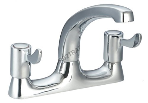 Traditional Crosshead Kitchen Sink Deck Mixer Tap 1/2"" Full Turn Handles Chrome