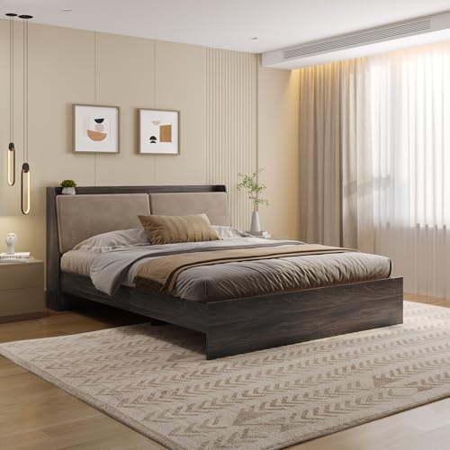 Image of Wakefit Bed | 3 Yr Warranty | King Size Bed, Non-Storage, Foam-Cushioned Upholstery Headboard, Density: 680-750 kg /m,Termite & Borer Resistant, Fits Mattresses Up to 8 Inches (Mars 78 x 72 - WM)
