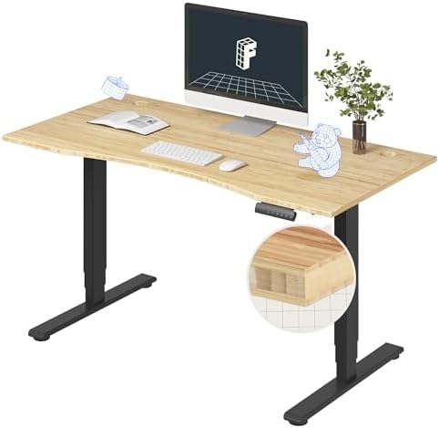 FLEXISPOT E6 Bamboo 3-Stage Dual Motor Electric Standing Desk 55 ...