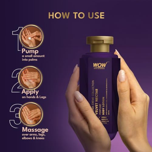Image of WOW Skin Science Velvet Nectar Perfume Body Lotion | 6% Hydra Barrier Complex | Hyaluronic Acid, Niacinamide & Ashwagandha | Allergen-Screened Perfume Blend | 2X Hydration & Long-Lasting Scent | 200 ml