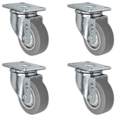 CasterHQ - 3 X 1.25 Thermo Plastic Rubber Caster Set of 4 - All Swivel Casters - 900 lbs Capacity Per Set