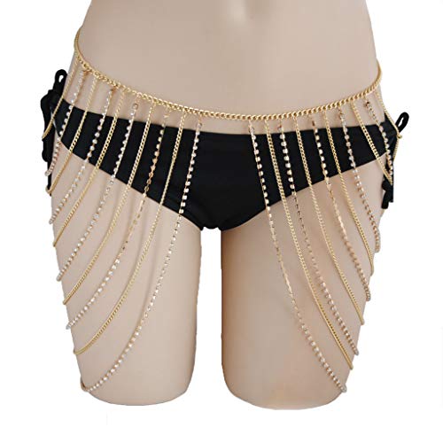 Brishow Crystal Body Chains Rhinestone Layered Waist Chain Beach Bikini Fashion Body Jewelry Accessories For Women And Girls (Gold) #TOP4