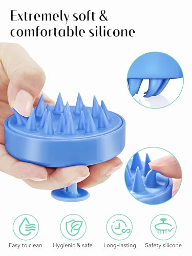 Image of HEETA Shampoo Scalp Brush Massager Hair Growth, Scalp Scrubber with Soft Silicone Bristles for Hair Growth & Dandruff Removal, Hair Brush for Scalp Exfoliator, Royal Blue