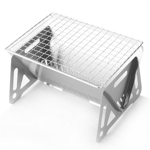 FACAIIO Portable Folding Campfire Grill Stainless Steel Charcoal BBQ Stove for Outdoor Camping Backyard Parties and Beach Cookouts
