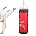 XHTLLO Children's Sanda Boxing Training Hanging Sandbag, 3 Layer Design for Durability, Easy to Fill, Zipper Closure, Plated Iron Chain, for Thai Boxing, Taekwondo, Fitness Training, Red Color