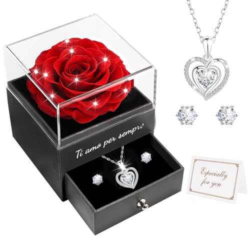 Miofula Rosa Stabilizzata Regalo Donna San Valentino per Lei, Rosa