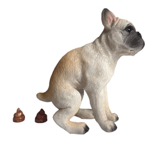 Estatua perro divertido con excremento en resina miniatura 1