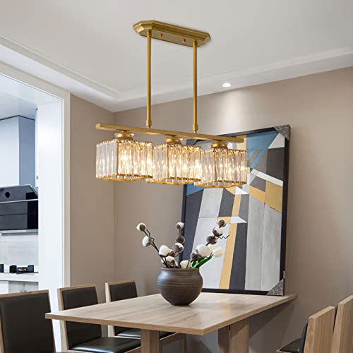 Suspension E27 rectangulaire or et cristal rond pour intérieur