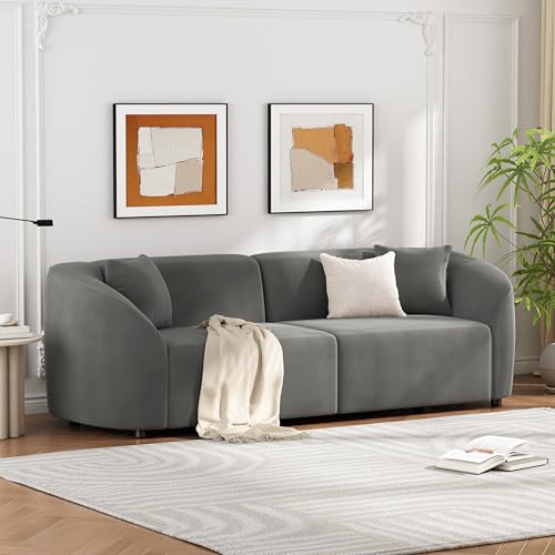 Christopher Knight Home 87.50' Curved Oversized 2 Seater Sofa, Upholstered Couch Chair, Soft Seating Lounge Chair, Cozy Loveseat with Armrest, Reading Sofas for Living Room, Home Rest, Grey