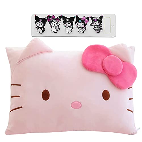 Shuyun Cartoon Cute Pillowcase Anime Double Sided Plush Pillowslip Girl Bedroom Decoration Kawaii Cotton Pillowcase Cute Hairpin (Red)