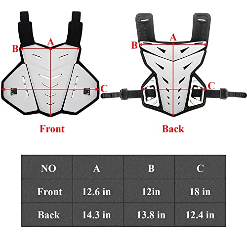 Motoker Adult Youth Motocross Chest Protector Riding Armor Vest Dirt Bike Back Protector Motorcycle Racing (White) #TOP4