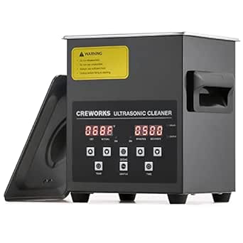 CREWORKS 2L Digital Ultrasonic Cleaning Machine with Degas and Gentle Mode, 60W Ultrasonic Cleaner Machine with Heater and Timer, 0.5 gal Ultrasound Cleaner for Retainer Watch Denture Glasses More