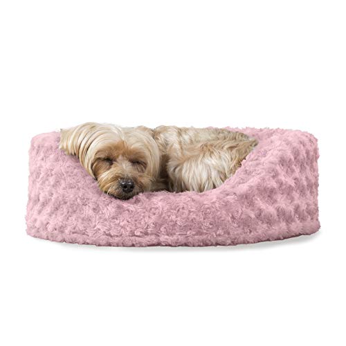Furhaven Pet Dog Bed | Round Oval Cuddler Ultra Plush Faux Fur Nest