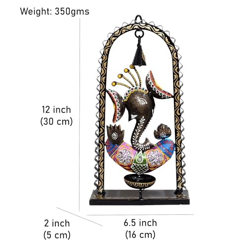 Ganesh Tea Light Candle Diya with Ringing Bell Decorative Metal Statue Showpiece for Living Room Home Decor, Tabletop, Diwali Gift — photo — 8 of 9