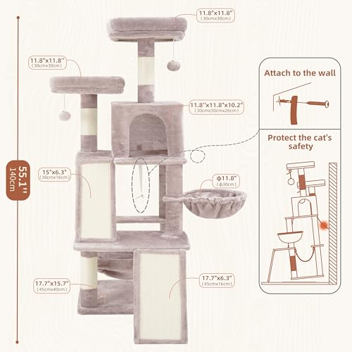 Image of Gitelsnour Cat Tree Tower Multi-Level with 2 Scratching Boards, GCT022MU