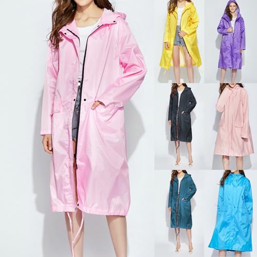 Poncho de lluvia para mujer de EVA reutilizable impermeable con capucha y botones 2