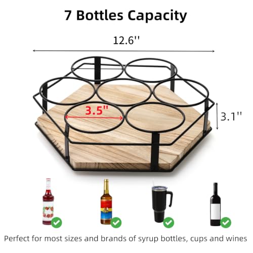 Cididu Rotating Coffee Syrup Organizer 7 Bottles, Coffee Syrup Rack Stand for Countertop, Tumbler Bottle Storage Holder, Turntable Wine Display Lazy Susan Tray for Coffee Bar Station, Kitchen, Pantry by Cididu - Used condition - Image 2