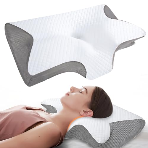 Shulltji Pillow Haven Anti Snore Neckhaven Pillow Memory Foam Cervical Pillow Ergonomic Contoured Neck Support Pillow for Side Back & Stomach Sleepers Anti Snore Sleep Cushion for Adults (Black)