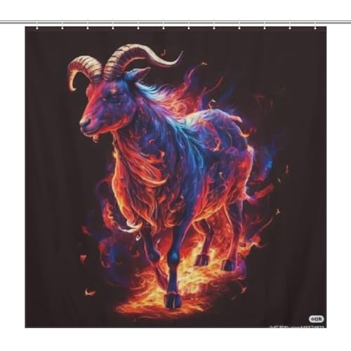 Rideau de douche chèvre lavable 183x183cm en tissu polyester imperméable avec crochets - 7