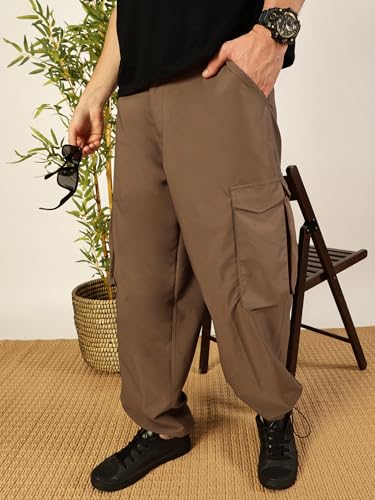 Image of Thomas Scott Men's | Solid | Light Weight | Breathable Fabric | Ribbed Bottoms | Mid Rise | Loose Fit | 100% Cotton | Button Waist | Chino Trouser | Pants