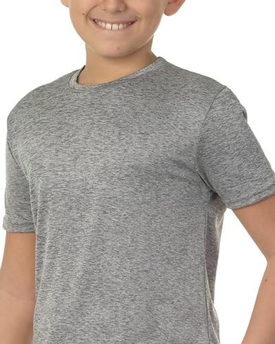Real Essentials 5 Pack: Boys Girls Active Athletic Quick Dry Dri Fit Short Sleeve T-Shirts Crew Neck Tops Teen Gym Undershirts Tees Youth Basketball Clothes Moisture Wicking Tshirt-Set 2,Medium thumb #2