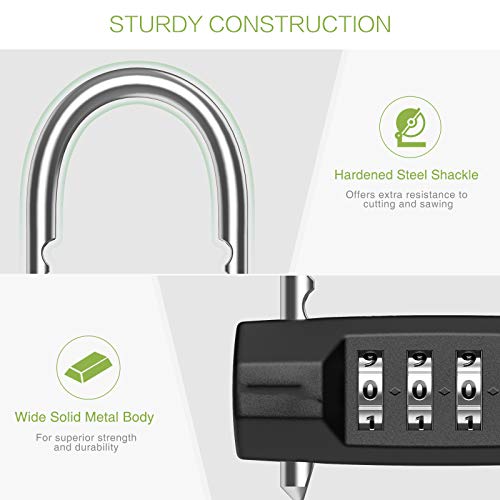 Keekit Combination Padlock, 4 Digit Resettable Combo Lock With Adjustable Shackle, Gym Lock Waterproof For School, Employee, Gym & Sports Locker, Gate, Case, Toolbox, Fence #TOP4