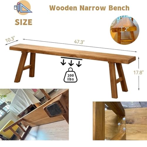 Image of Solid Entrance 120 Cm Long Setting Bench, Wood Bench for Living Room | Hallway Furniture | Solid Wood Sitting Chair for Home (L 47.3 inch x W 10.3 inch x H 17.8 inch)