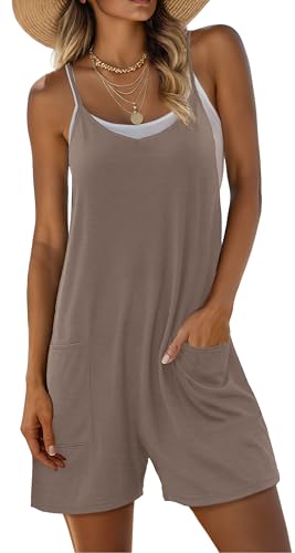 Lepunuo Plus Size Rompers for Curvy Women Casual Short Jumpsuits Stretchy Baggy Sleeveless Girls Overalls
