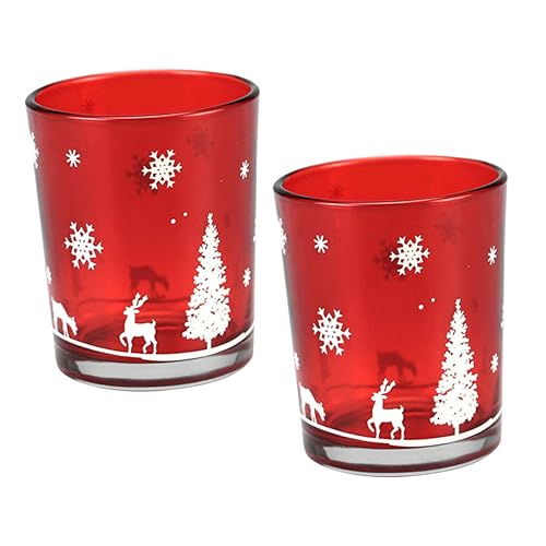HOMOCONO 2pcs Xmas Candle Cups Candle Holders for Romantic Decor for Christmas Decorations and Cozy Lighting Home Bar