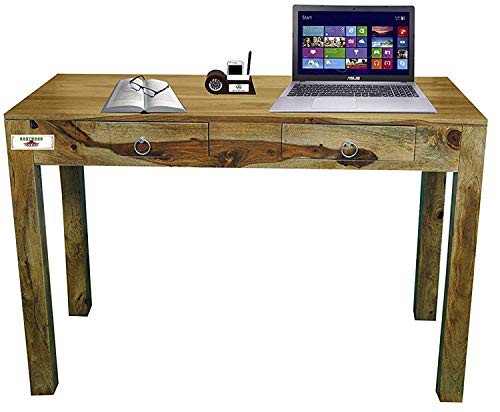 Image of Sheesham Wood Two Drawer Folding Study Table for Living Room | Provincial Teak Finish