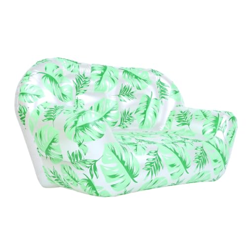 Sofá inflable para 2 personas en color verde con respaldo ancho y apoyabrazos cómodos 5