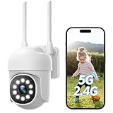 camera exterieur sans fil CAMCAMP Camera Exterieur Sans Fil à 360° PTZ Caméra Surveillance Extérieur WiFi 2.4G/5G, Suivi Automatique, HD 2MP Vision Nocturne en Couleur, APP, Alarme Lumineuse et Sonore, IP66 Sécurité à Domicile