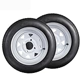 2 Pack 4.80-12 4.80x12 480-12 4.80-12 Trailer Tires with 12'' Rims, 4 Lug on 4'', Load Range C 6PR