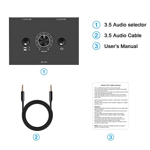 Image of 3.5mm Stereo Audio Switch Switcher Passive Speaker Headphone Manual Selector Splitter Box for Sharing