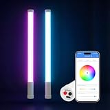 TakThree Rechargeable LED Glow Sticks 2-Pack, Smart App Control Music Sync Concert Light Sticks, 1200mAh Reusable 16M Colors, DIY Scenes, Timer, Memory, for Parties, Festivals, Weddings, Raves