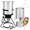 30qt turkey fryer pot with basket and burner 10qt fish fryer 54000btu outdoor deep fryer crawfish boiler with thermometer marinade injector turkey rack lifter for outdoor parties thanksgiving  urban country home decor