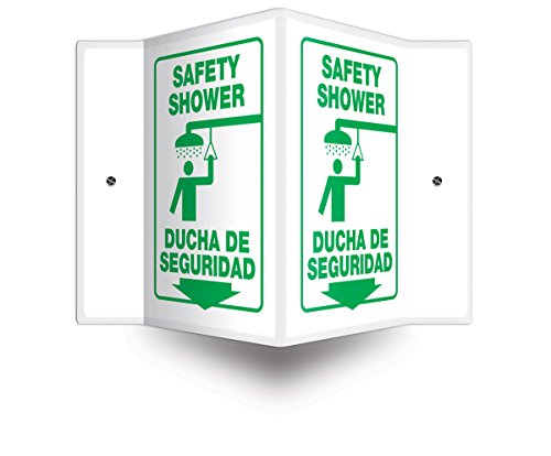 Panneau de douche de sécurité 3D bilingue signalisation urgence industrie Accuform SBPSP653
