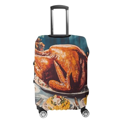 Vintage Thanksgiving Table Luggage Covers Washable Travel Suitcase Cover Elastic Baggage Protector4