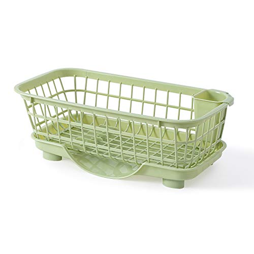Escurridor de platos, escurridor de platos con bandeja de goteo, drenaje rápido, diseño de base desmontable, construcción de plástico para platos, utensilios y más