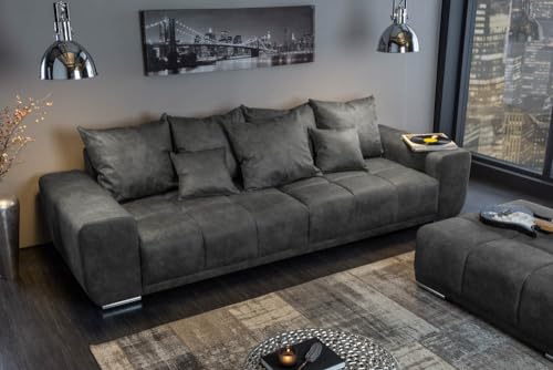 Riess Ambiente Extravagantes XXL Sofa ELEGANCIA 285cm grau inkl. Kissen Bigsofa Große Polstercouch Wohnlandschaft – Bild 6