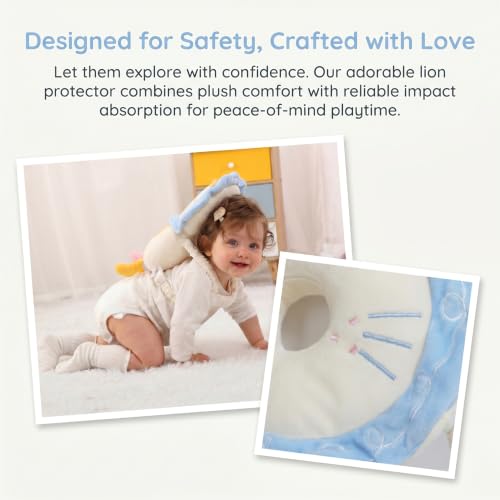 Image of Baby Head Protector Backpack - Soft & Lightweight Fall Cushion Backpack for Toddlers Walking and Crawling(Colorful Lion)