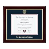 Church Hill Classics - The University of Arizona 11' w x 8.5' h Diploma Frame - Fits a bachelor's, master's and phd - Gold Embossed Diploma Frame - Cherry Moulding with Navy and Red Matting