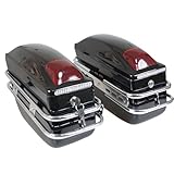 NobesOnbet Motorrad-Gepäckkoffer, ABS-Seitenkoffer mit Licht, Wasserdichter Gepäckbehälter für Reiseräder, Motorrad-Gepäcksicherung (hellschwarz)