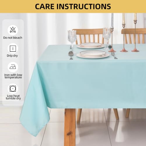 Image of 2-Pack 60x102 inch Dusty Blue Table Cloths, Solid Stain and Wrinkle Resistant Oblong Tablecloth, Premium Plain Weave Polyester Fabric Rectangle Table Linen Covers for Hotel, Wedding