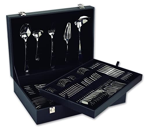 Cuberteria Arcos Arcos Serie Madrid, Cubertería de 113 piezas en Maletín de Regalo, Juego Completo, Monoblock de una sola pieza de Acero...
