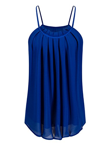 Jueshanzj Womens Chiffon Vest Sleeveless Shirts Pleated Tank Tops Blue X-Large - //coolthings.us