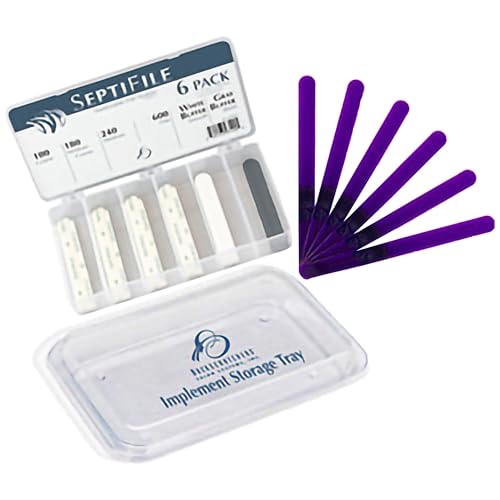 Backscratchers SeptiFile Storage Tray 6 Pack - Replaceable Double-Sided Nail Files - White and Gray Buffer