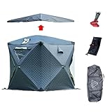 TENPLAY 2-in-1 Ice Fishing & Sauna Tent | 2.0 Upgraded 3-Layer Thermal-Lock (210D/180g/Al Foil) PU1000mm | 60-Second Setup | 2-3 Person Portable Pop Up & Lightweight for Extreme Cold & All-Weather